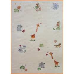 Plaid Savane coton mouton rouge broderie