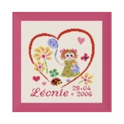 Coeur Léonie mouton rouge broderie