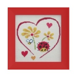 Coeur Coccinelle mouton rouge broderie