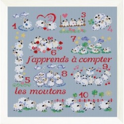 J'apprends à compter mouton rouge broderie