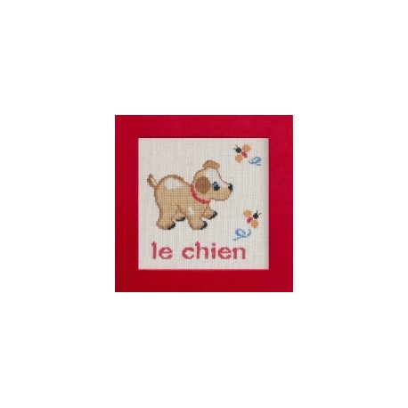 chien mouton rouge broderie