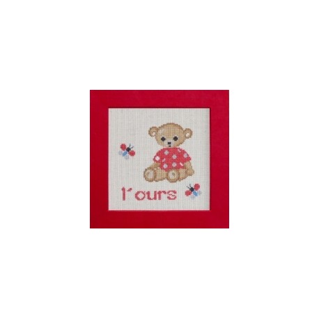 ours mouton rouge broderie